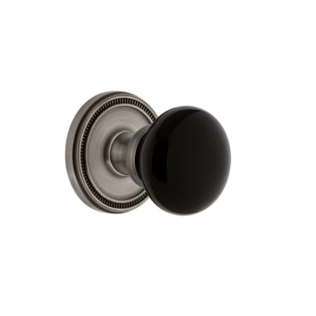 Grandeur Soleil Solid Brass Rose Dummy Door Knob Set with Coventry Knob Antique Pewter