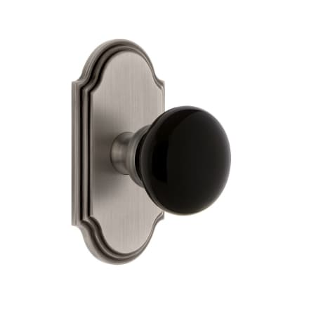 Grandeur Arc Solid Brass Rose Privacy Door Knob Set with Coventry Knob and 2-3/4" Backset Antique Pewter