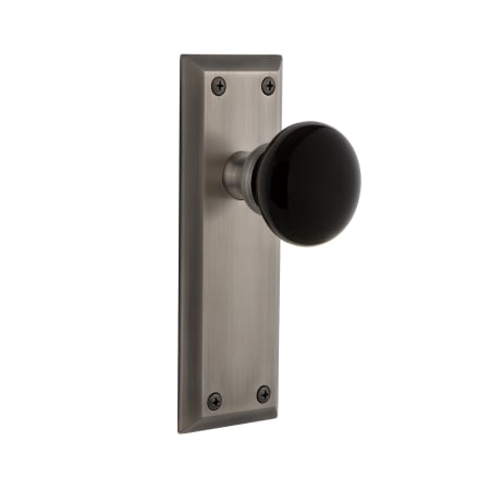 Grandeur Fifth Avenue Solid Brass Rose Privacy Door Knob Set with Coventry Knob and 2-3/8" Backset Antique Pewter