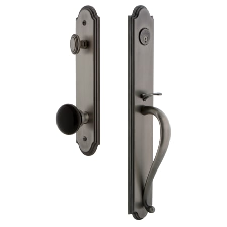Grandeur Arc Solid Brass Rose Dummy Full Plate Full Plate 'S' Grip Handleset with Coventry Knob Antique Pewter