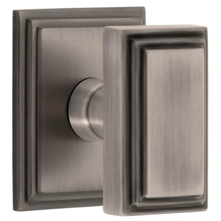 Grandeur Carre Solid Brass Passage Door Knob Set with Carre Square Trim from the Concealed Screw Collection - 2-3/8" Backset Antique Pewter