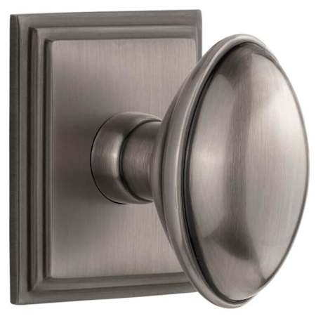 Grandeur Eden Prairie Solid Brass Non-Turning One-Sided Dummy Door Knob with Carre Square Trim from the Concealed Screw Collection Antique Pewter