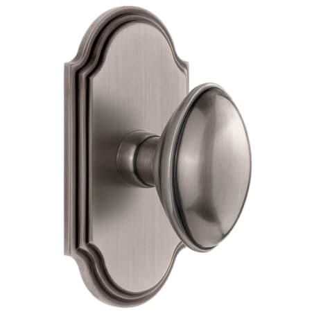 Grandeur Eden Prairie Solid Brass Passage Door Knob Set with Arc Short Trim from the Concealed Screw Collection - 2-3/8" Backset Antique Pewter