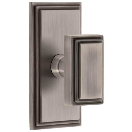 Grandeur Carre Solid Brass Privacy Door Knob Set with Carre Short Trim from the Concealed Screw Collection - 2-3/4" Backset Antique Pewter