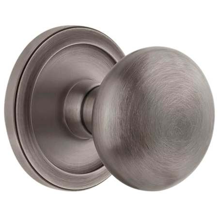 Grandeur Fifth Avenue Solid Brass Passage Door Knob Set with Circulaire Trim from the Concealed Screw Collection - 2-3/4" Backset Antique Pewter