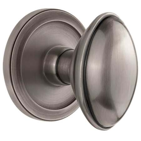 Grandeur Eden Prairie Solid Brass Privacy Door Knob Set with Circulaire Trim from the Concealed Screw Collection - 2-3/8" Backset Antique Pewter