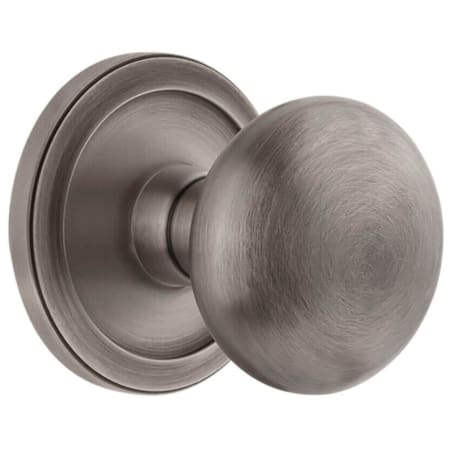 Grandeur Fifth Avenue Solid Brass Privacy Door Knob Set with Circulaire Trim from the Concealed Screw Collection - 2-3/8" Backset Antique Pewter