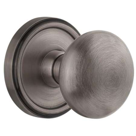 Grandeur Fifth Avenue Solid Brass Passage Door Knob Set with Georgetown Trim from the Concealed Screw Collection - 2-3/8" Backset Antique Pewter