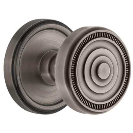 Grandeur Soleil Solid Brass Passage Door Knob Set with Georgetown Trim from the Concealed Screw Collection - 2-3/4" Backset Antique Pewter