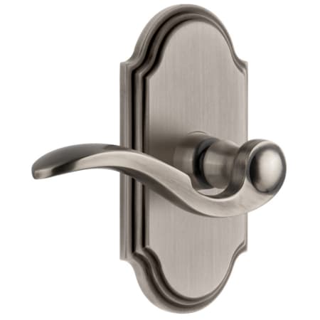 Grandeur Arc Solid Brass Left Handed Non-Turning Two-Sided Dummy Set with Bellagio Lever Antique Pewter