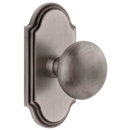 Grandeur Fifth Avenue Solid Brass Non-Turning Two-Sided Dummy Door Knob Set with Arc Short Trim from the Concealed Screw Collection Antique Pewter