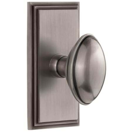 Grandeur Eden Prairie Solid Brass Non-Turning Two-Sided Dummy Door Knob Set with Carre Short Trim from the Concealed Screw Collection Antique Pewter
