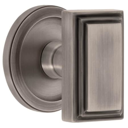 Grandeur Carre Solid Brass Non-Turning One-Sided Dummy Door Knob with Circulaire Trim from the Concealed Screw Collection Antique Pewter