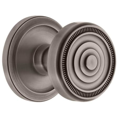 Grandeur Soleil Solid Brass Non-Turning One-Sided Dummy Door Knob with Circulaire Trim from the Concealed Screw Collection Antique Pewter
