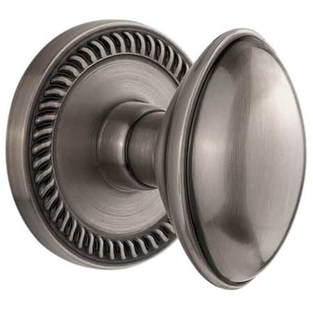 Grandeur Eden Prairie Solid Brass Non-Turning One-Sided Dummy Door Knob with Newport Trim from the Concealed Screw Collection Antique Pewter