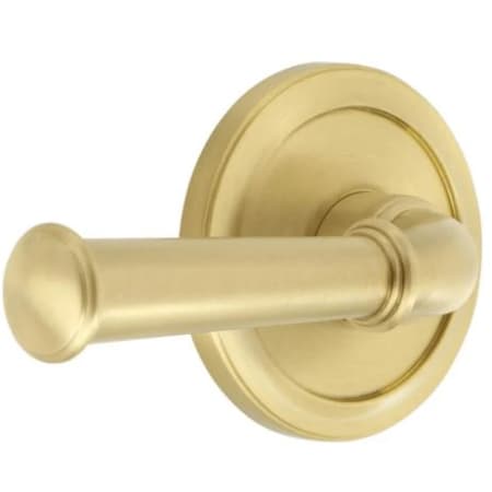 Grandeur Circulaire Solid Brass Left Handed Privacy Set with Georgetown Lever, 2-3/8" Backset, and Concealed Screw Satin Brass