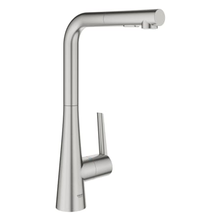 Grohe Zedra 1.75 GPM Single Hole Pull Out Kitchen Faucet with SilkMove Technology SuperSteel