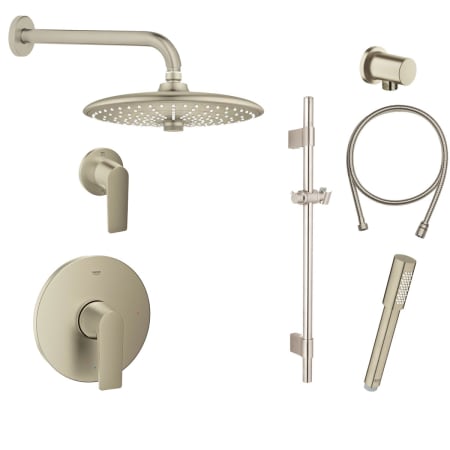 Grohe Defined Pressure Balanced Shower System with Shower Head, Shower Arm, Hand Shower, and Hose - Valve Included Brushed Nickel