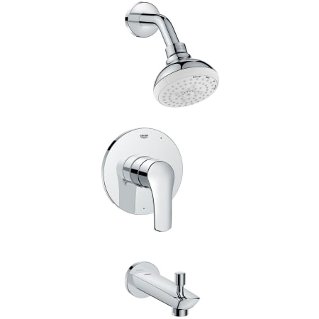 Grohe Eurosmart Tub and Shower Trim Package with 1.75 GPM Multi Function Shower Head with EcoJoy, DreamSpray, SpeedClean, and SilkMove Technologies Starlight Chrome