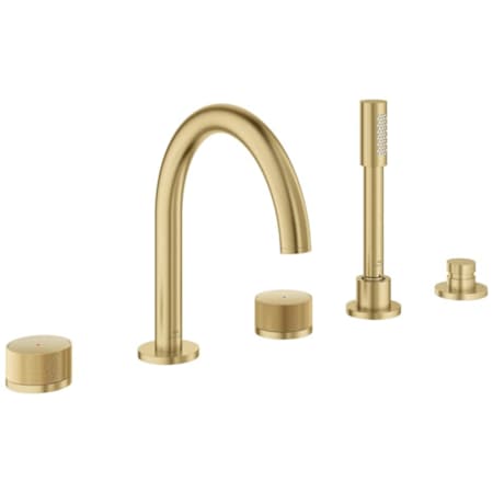 Grohe Atrio Private Deck Mounted Roman Tub Filler with Built-In Diverter - Includes Hand Shower Brushed Cool Sunrise