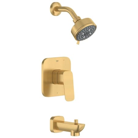 Grohe Cubeo Tub and Shower Trim Package with 1.75 GPM Multi Function Shower Head Brushed Cool Sunrise