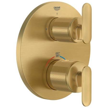 Grohe Listra Two Function Thermostatic Valve Trim Only with Dual Lever Handles and Integrated Diverter - Less Rough In Brushed Cool Sunrise