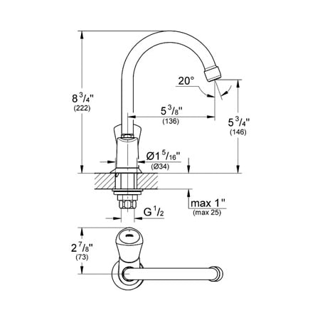 Grohe-20 179-Dimensional Drawing