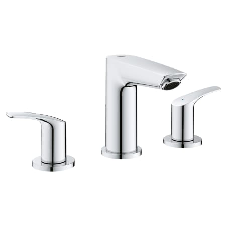 Grohe Eurosmart 1.2 GPM Deck Mounted Widespread Bathroom Faucet with Drain Assembly Starlight Chrome