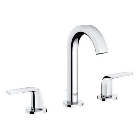 Grohe Defined 1.2 GPM Widespread Bathroom Faucet with Pop-Up Drain Assembly, SilkMove and EcoJoy Technologies Starlight Chrome