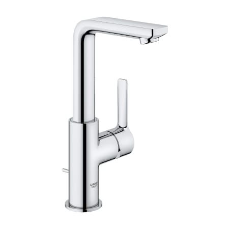 Grohe Lineare 1.2 GPM Single Hole Bathroom Faucet with SilkMove, StarLight, AquaGlide, and QuickFix Technologies - Includes Pop-Up Drain Assembly Starlight Chrome