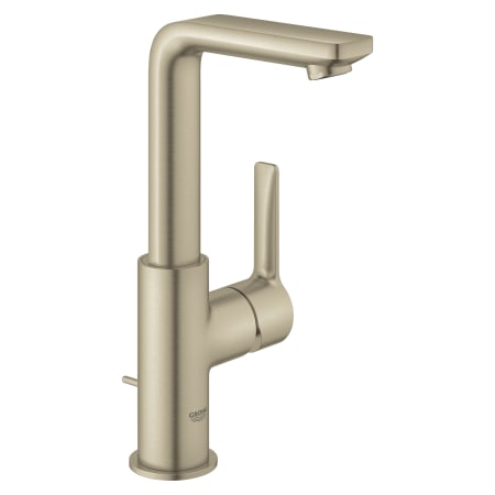 Grohe Lineare 1.2 GPM Single Hole Bathroom Faucet with SilkMove, StarLight, AquaGlide, and QuickFix Technologies - Includes Pop-Up Drain Assembly Brushed Nickel