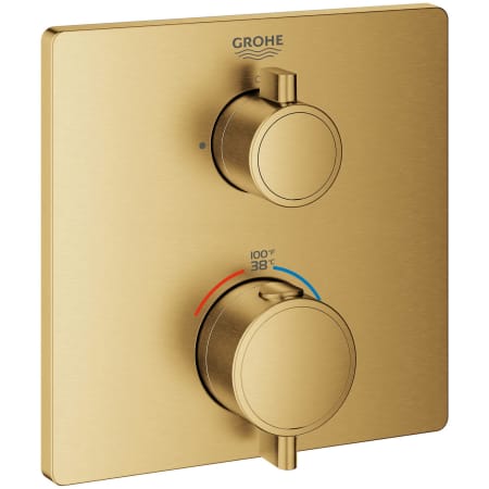 Grohe Grohtherm Thermostatic Valve Trim Only with Dual Lever Handles and Volume Control - Less Rough In Brushed Cool Sunrise