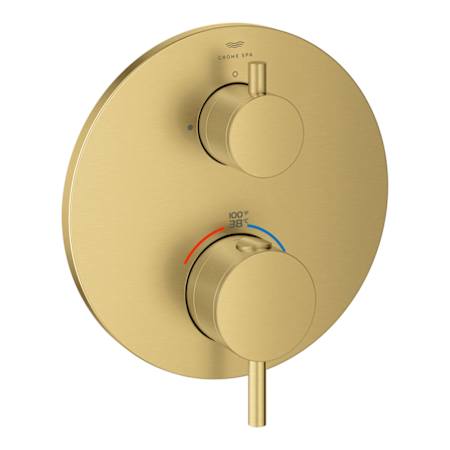 Grohe Atrio New Two Function Thermostatic Valve Trim Only with Dual Lever Handles and Integrated Diverter - Less Rough In Brushed Cool Sunrise