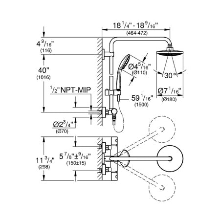 Grohe-26 128-Dimensional Drawing