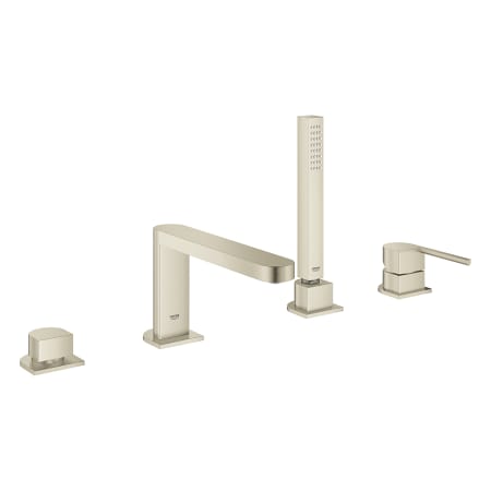 Grohe Plus Deck Mounted Roman Tub Filler with Built-In Diverter - Includes Hand Shower Brushed Nickel