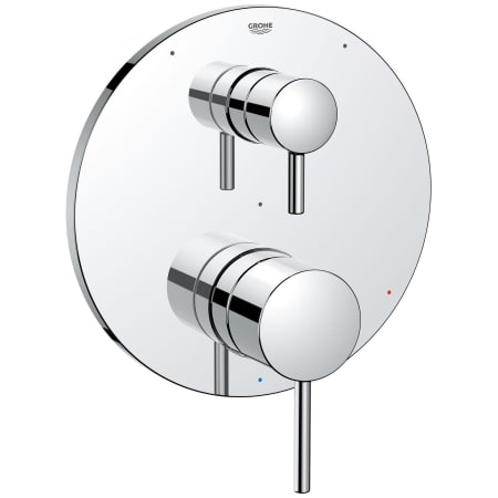 Grohe Timeless Three Function Pressure Balanced Valve Trim Only with Dual Lever Handles and Integrated Diverter - Less Rough In Starlight Chrome