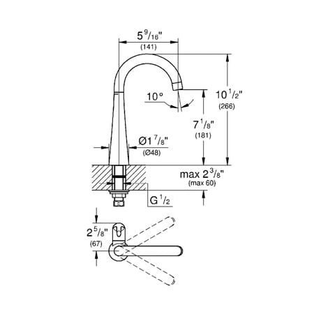 Grohe-30 026-Dimensional Drawing