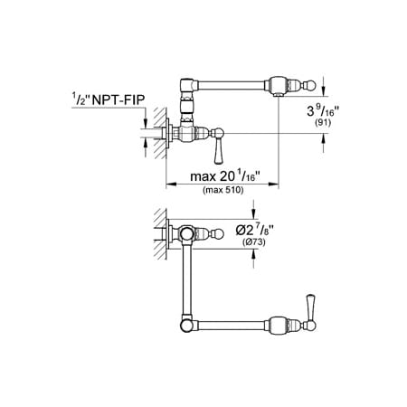 Grohe-31 041-Dimensional Drawing