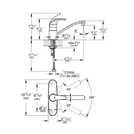 Grohe-31 133-Dimensional Drawing