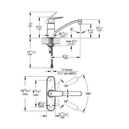 Grohe-31 135-Dimensional Drawing