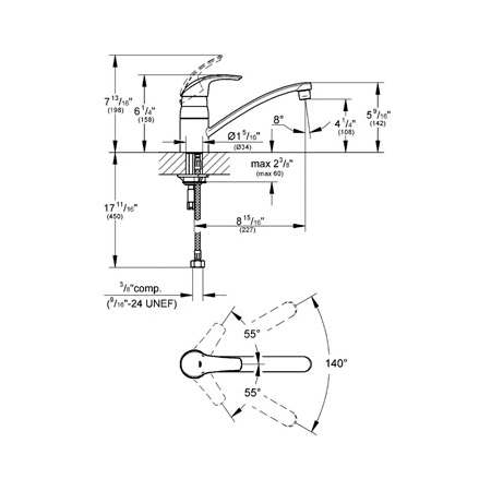 Grohe-31 321-Dimensional Drawing