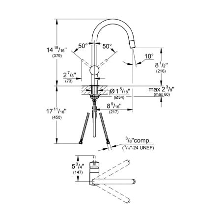 Grohe-31 378-Dimensional Drawing