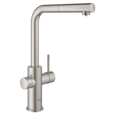 Grohe Blue 1.75 GPM Single Hole Pull Out Kitchen Faucet for Chilled and Sparkling Water SuperSteel