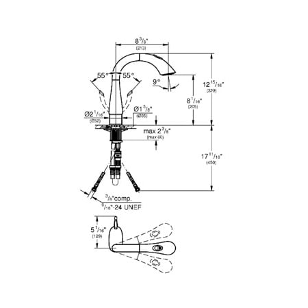 Grohe-32 073-Dimensional Drawing