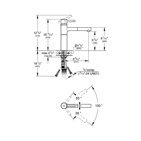 Grohe-32 170-Dimensional Drawing