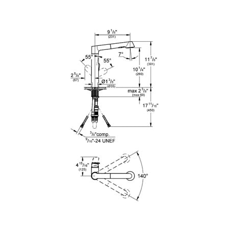 Grohe-32 178-Dimensional Drawing