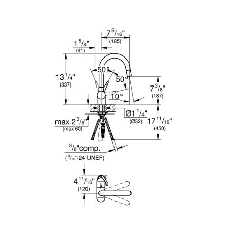 Grohe-32 256-Dimensional Drawing