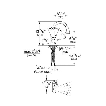 Grohe-33 755 1-Dimensional Drawing