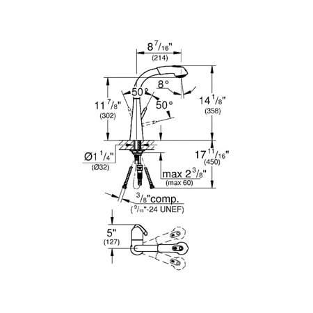 Grohe-33 893-Dimensional Drawing