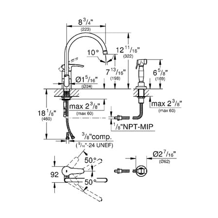 Grohe-33 980-Dimensional Drawing